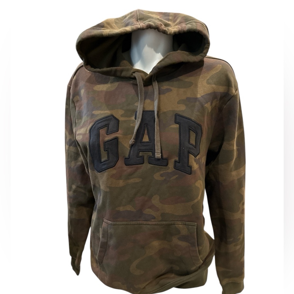 GAP Green Camo Logo Pullover Hoodie Sweatshirt